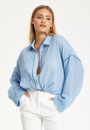 SHEER - Button-down blouse - blue