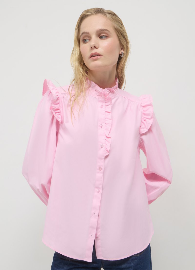 Calliope FRILL BOTTONE GIOIELLO - Hemdbluse - rosa chiaro