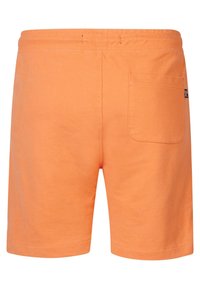 Oranje katoenen shorts met een elastische tailleband en één achterzak. Eenvoudig ontwerp met rechte pijpen en geen zichtbare patronen of accenten.