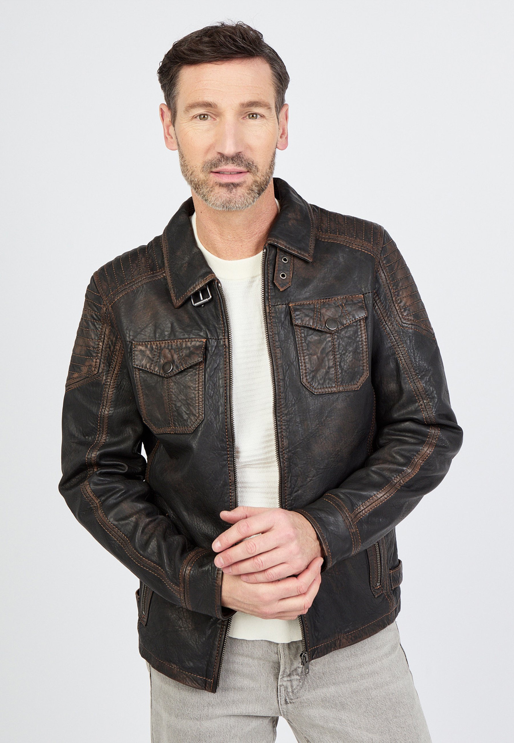 JCC Leather jacket - black - Zalando
