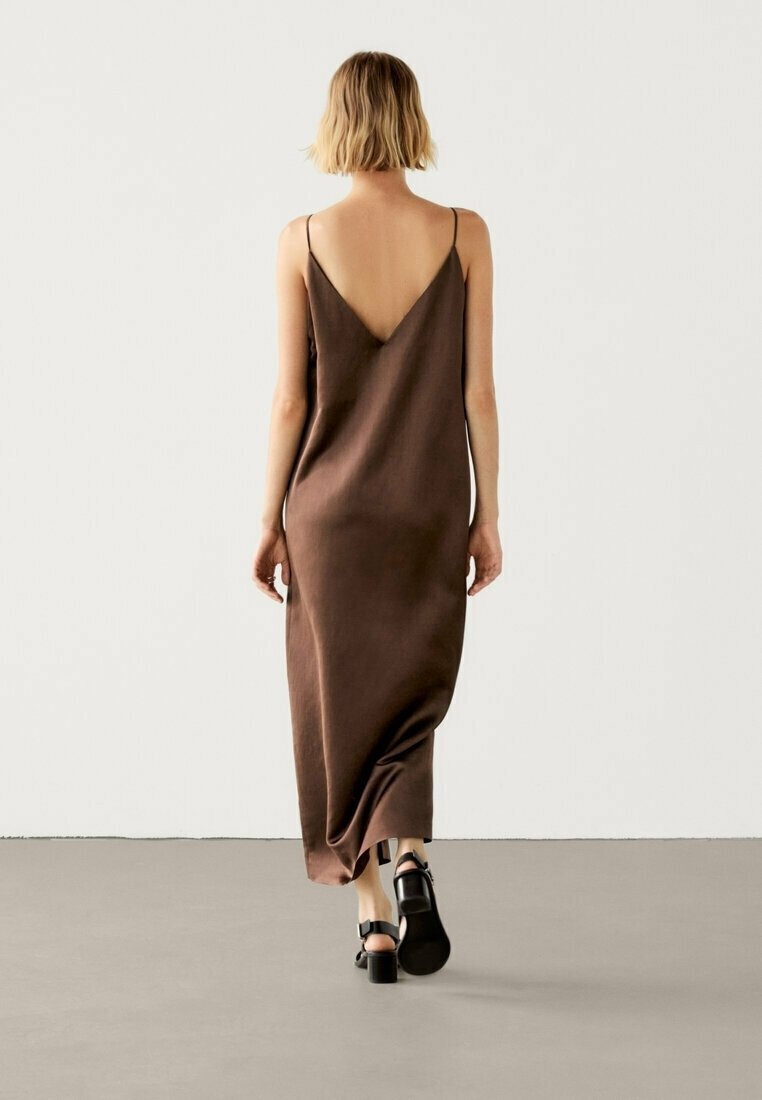 massimo dutti brown dress One-Shoulder Midi Dress - Brown - Xs - Massimo Dutti