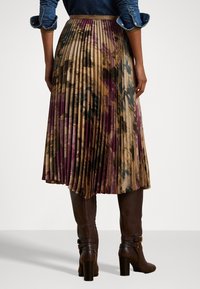 Lauren Ralph Lauren FLORAL PLEATED SATIN CHARMEUSE SKIRT - Saia plissada - tan multi