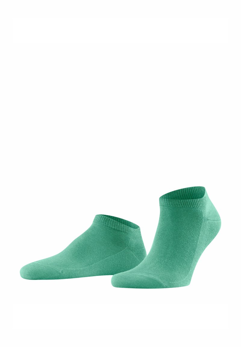 Grüne Knöchelsocken aus einem glatten, dehnbarem Stoff, mit einem gerippten Bündchen und nahtlosem Zehenbereich für Komfort und passgenauen Sitz.