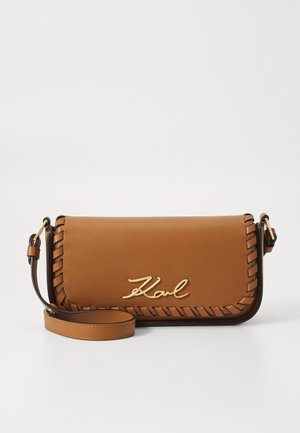 KARL LAGERFELD SIGNATURE CROSSBODY WHIP - Cross body bag - dark tan