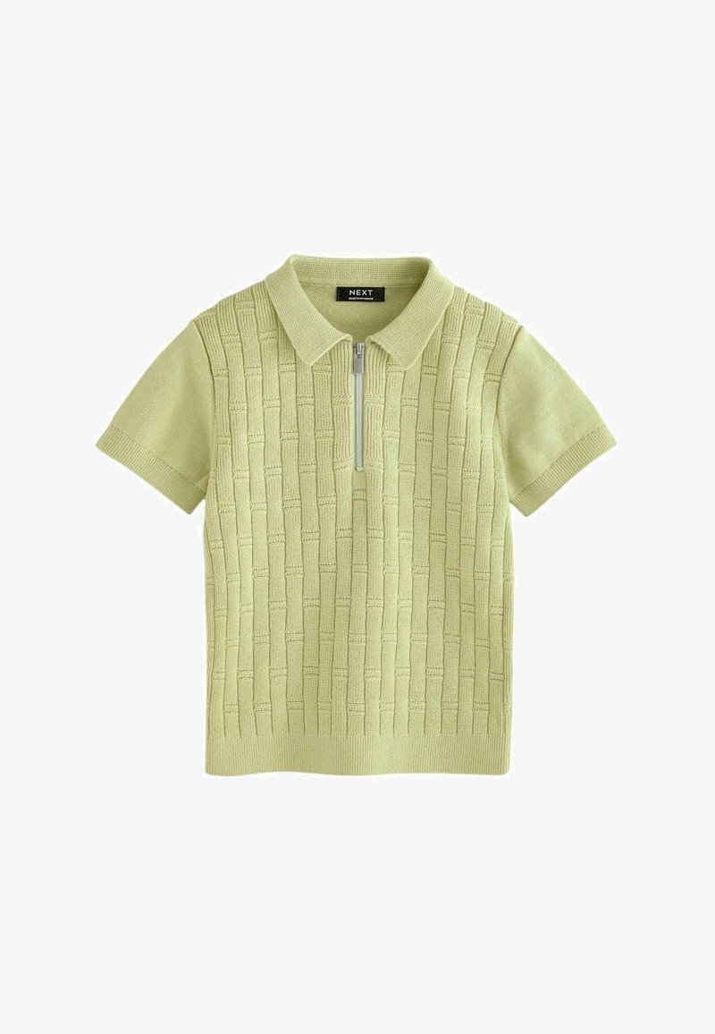 Next SLEEVE ZIP NECK REGULAR FIT - Bluză polo - lime green