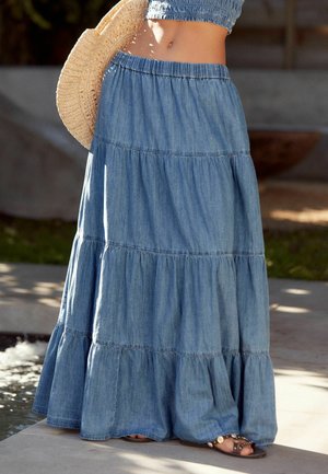 TIERED LIGHTWEIGHT - Maxi sukně - blue