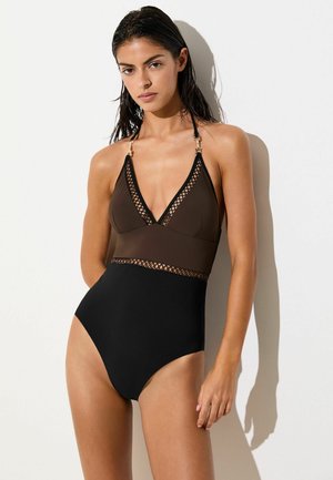 COLOUR-BLOCK - Fürdőruha - chocolate brown/black