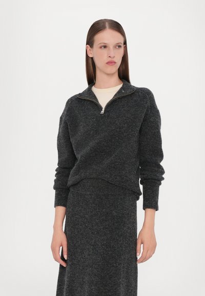 CLOSED MOCK NECK LONG SLEEVE - Strickpullover - dark grey melange