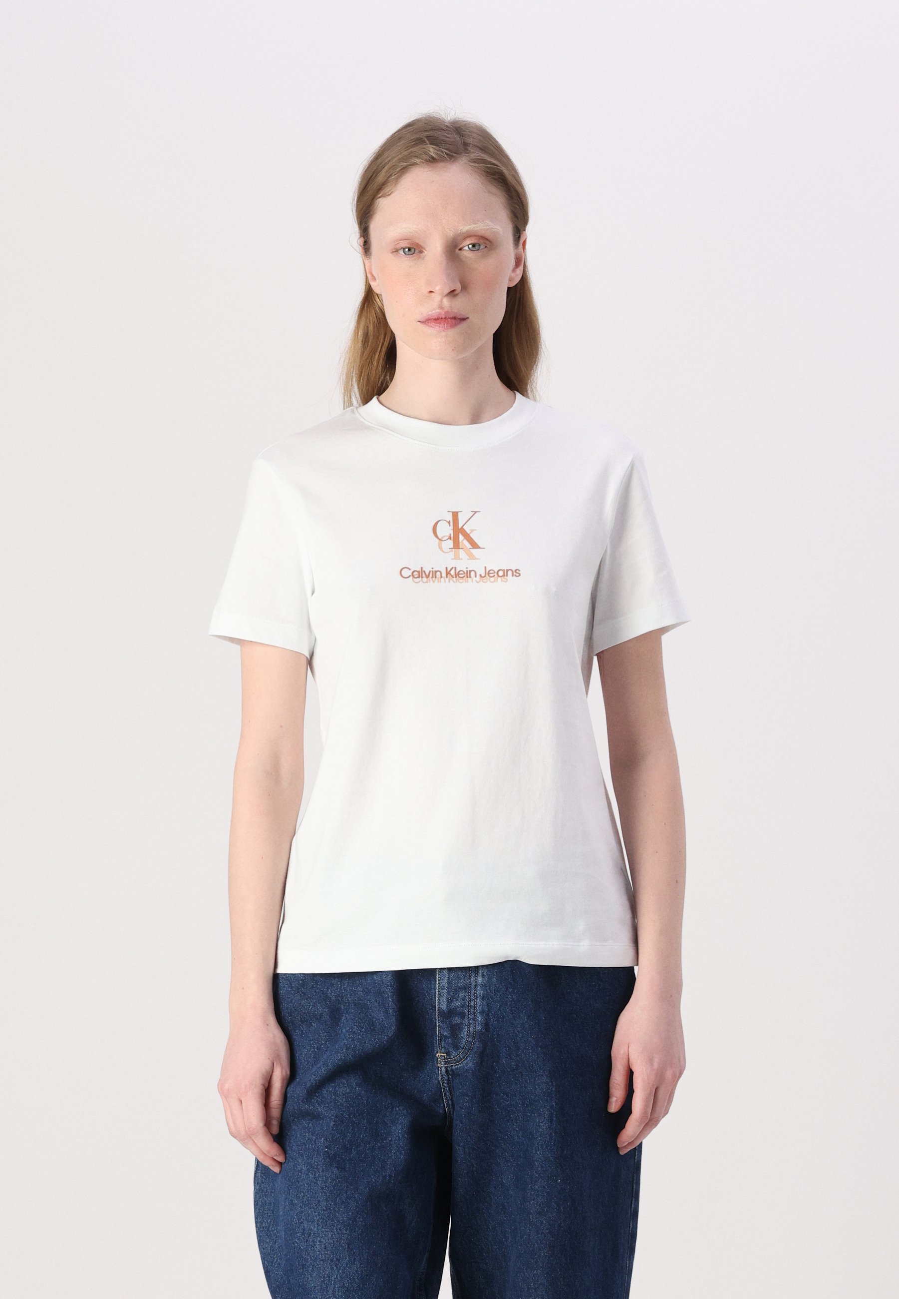 売れ筋商品|||カルバンクライン Tシャツ レディース トップス PLACED INSTITUTIONAL BABY TEE - Basic T-shirt - silver peony Calvin Klein Jeans PLACED INSTITUTIONAL BABY TEE - T-Shirt