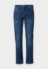 Unselected, dark blue denim