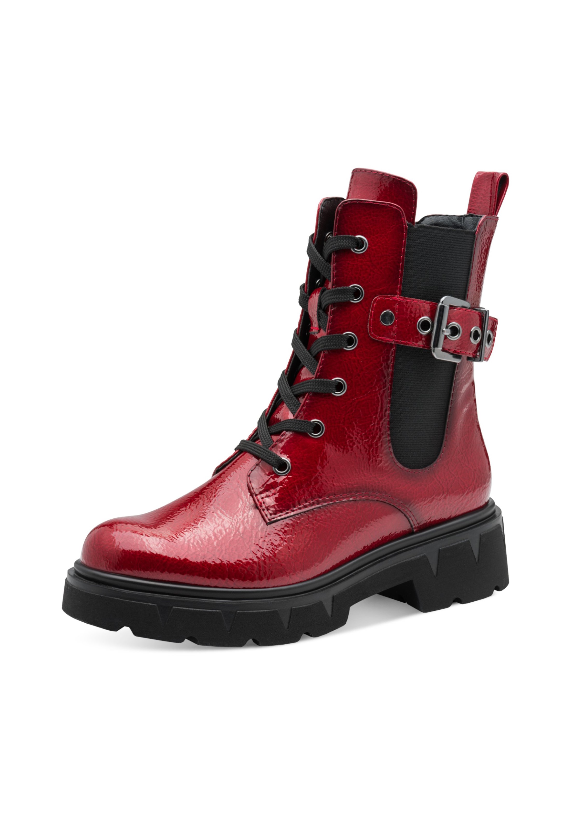 Marco Tozzi Lace-up ankle boots - dk red pat/dark red - Zalando.co.uk