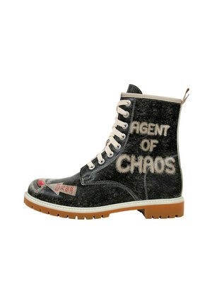 Lace-up ankle boots - schwarz-rot