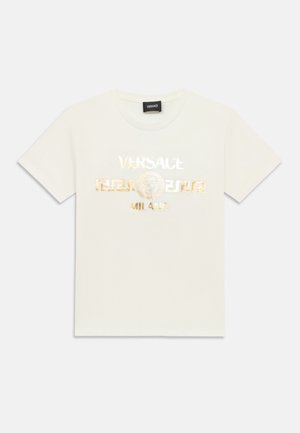 Versace FADE LOGO UNISEX - Marškinėliai su spaudiniu - bianco/gold-coloured