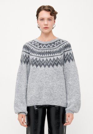 ONLREYKJA O NECK  - Strikkegenser - light grey melange/dark grey melange