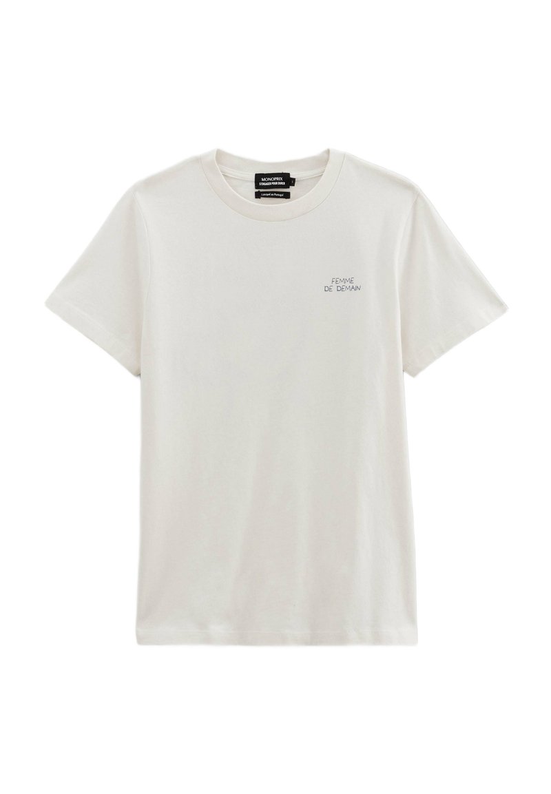 Monoprix À MANCHES COURTES PLACÉS T-shirt imprimé ecru/gris