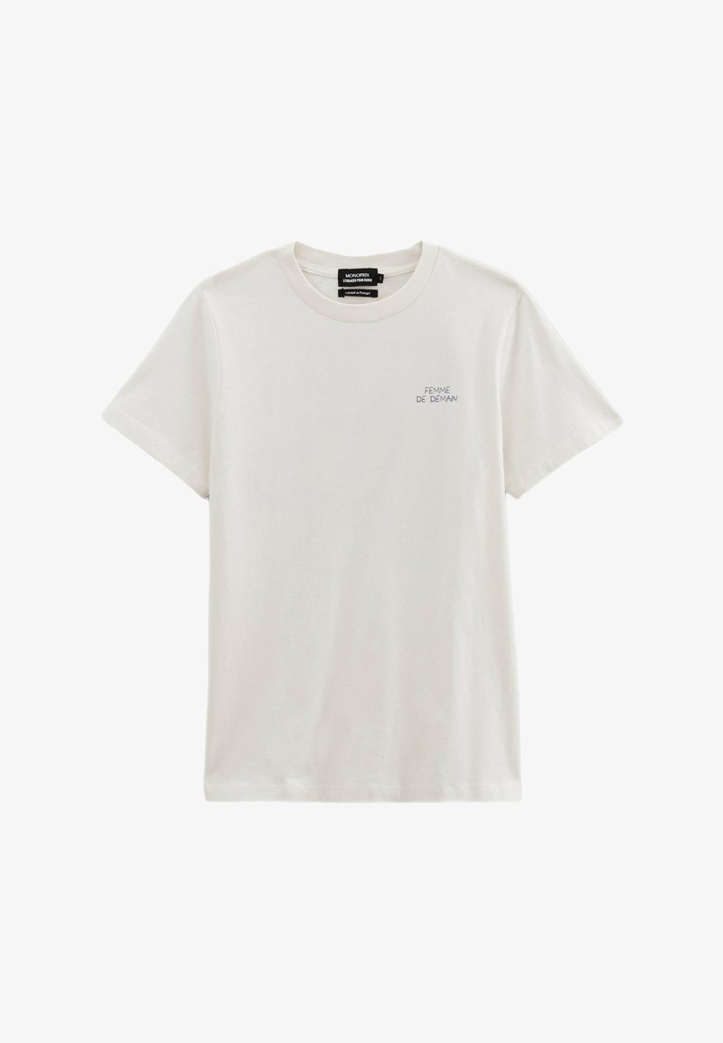 Monoprix À MANCHES COURTES PLACÉS T-shirt imprimé ecru/gris