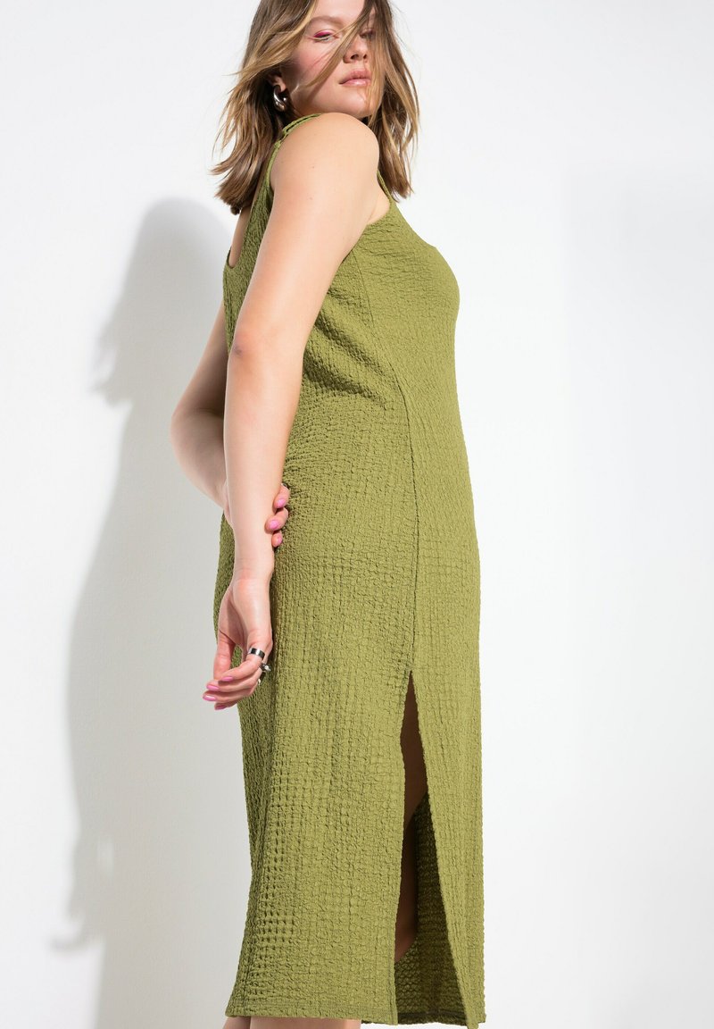 bubble dress green Army Green Casual Lace-up Swing Dress – Lady Laila Boutique main image 1