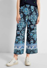 Cecil CASUAL FIT MIT PRINT - Trousers - blau