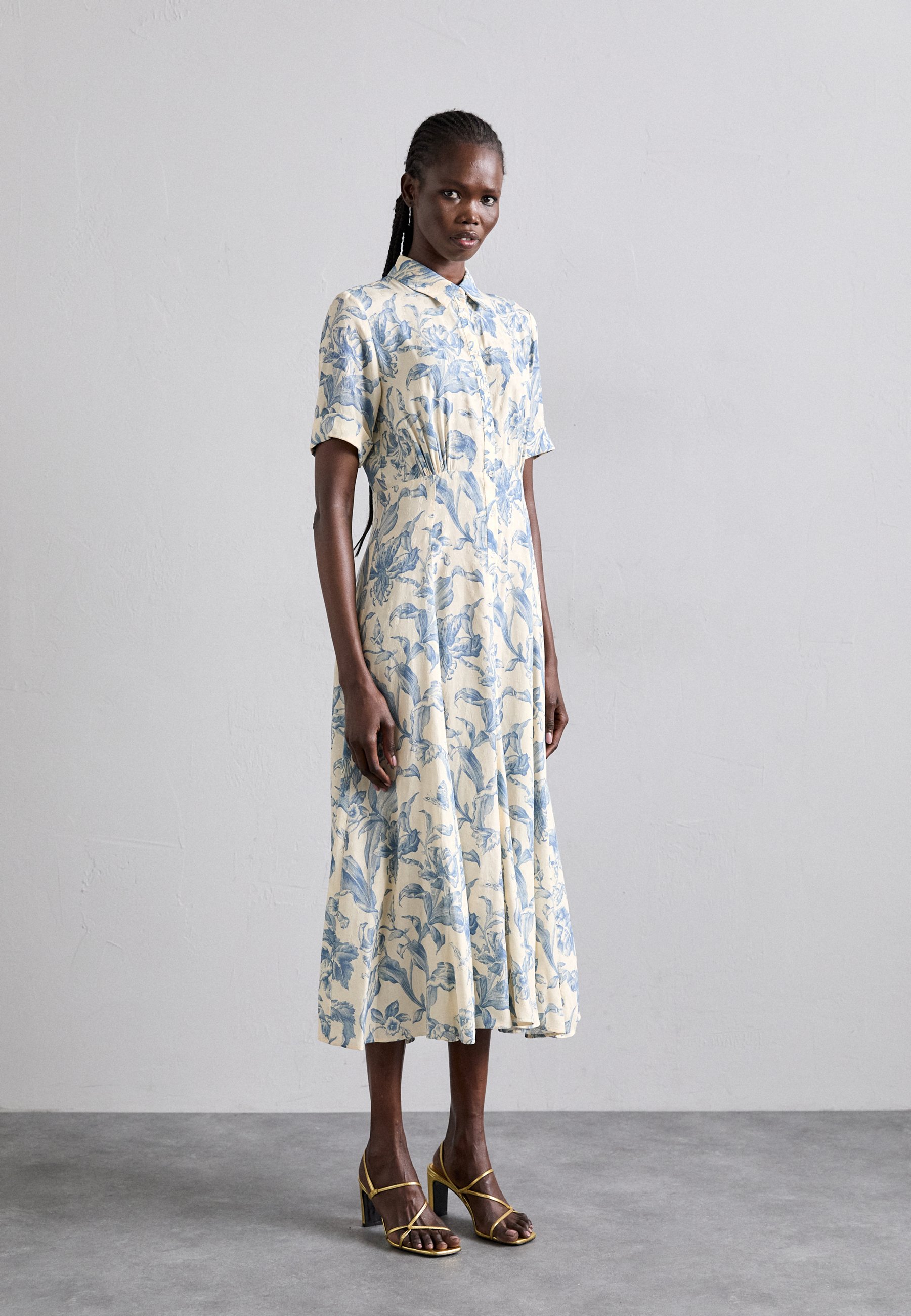 sandro LUCETTE - Shirt dress - ecru/bleu/mottled blue - Zalando sandro LUCETTE - Shirt dress - ecru/bleu/mottled blue - Zalando
