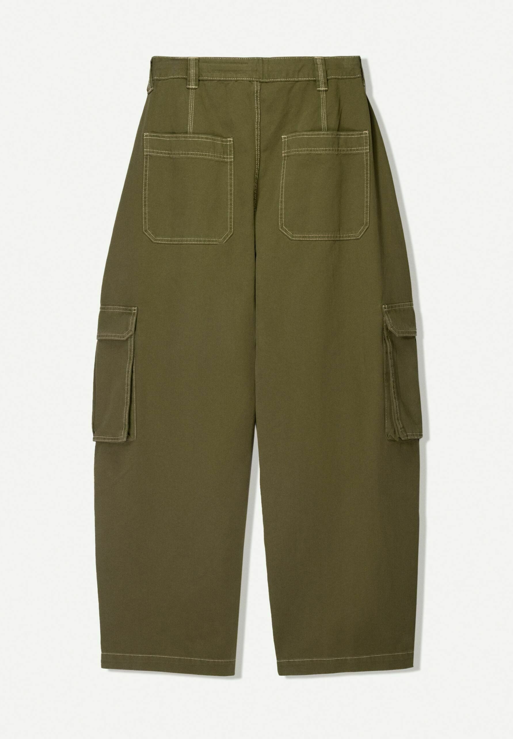 Bershka BARREL UTILITY - Cargo trousers - khaki - Zalando