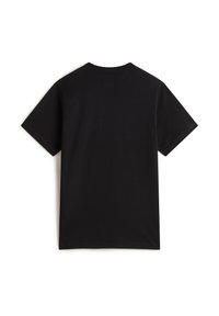 Zwarte katoenen t-shirt met ronde hals, korte mouwen en een eenvoudig, onopvallend ontwerp zonder zichtbare patronen of accenten.