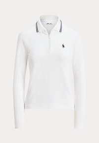 CABLE QUARTER-ZIP LONG-SLEEVE POLO - Svetrík - ceramic white/refined navy