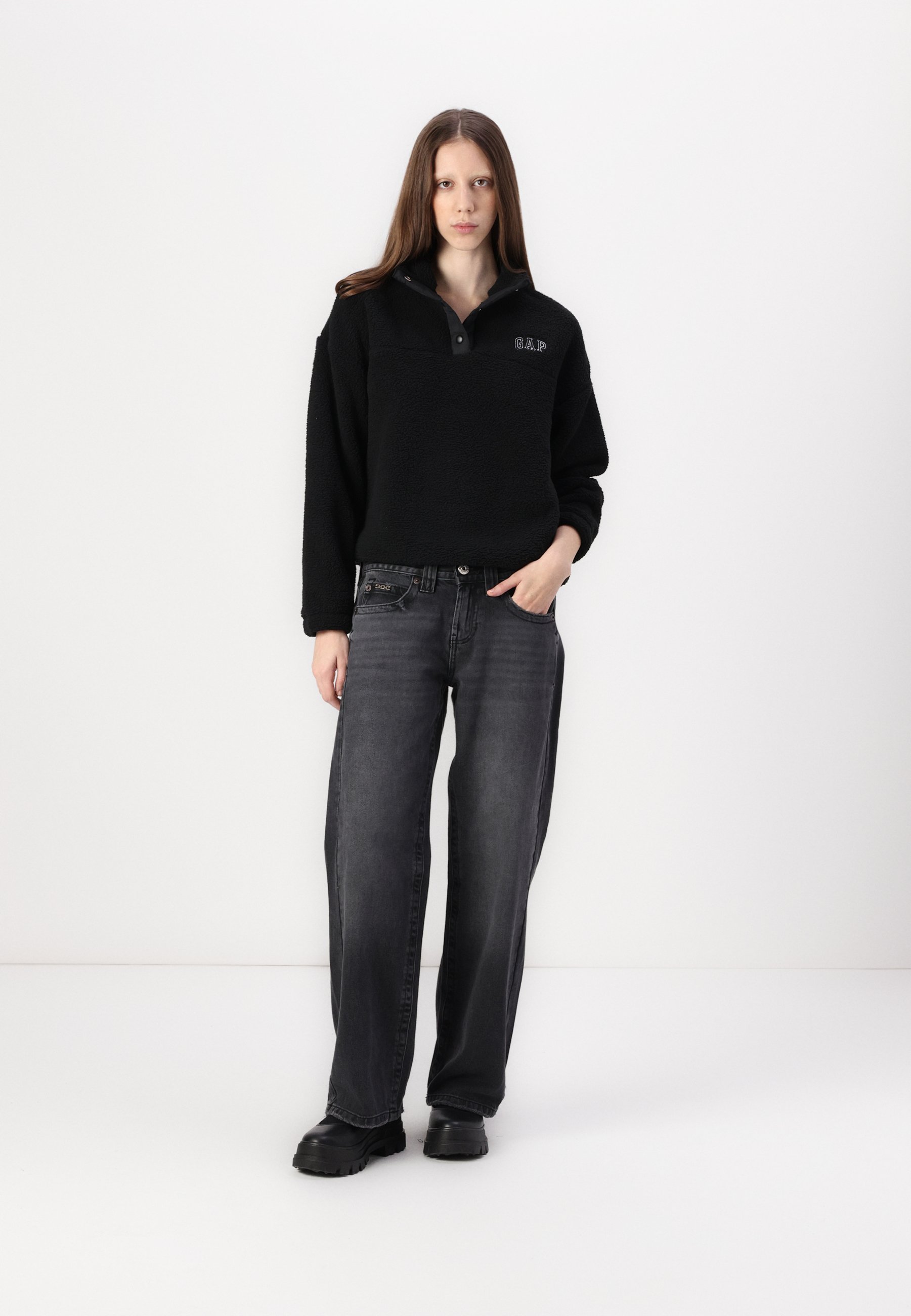 S.GAP GAP SNAP LOGO - Fleece jumper - black - Zalando.co.uk