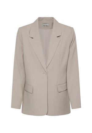 Beige blazer met één knoop, voorzien van neklapjes met inkeping, lange mouwen, twee klepzakken aan de voorkant en een rechte zoom, met het label ICHI.
