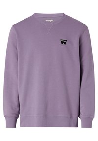 Felpa viola realizzata in morbido cotone misto, con collo rotondo, polsini a coste e un piccolo logo nero sul petto.