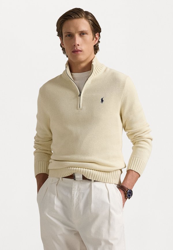 COTTON QUARTER ZIP SWEATER - Jumper - beige