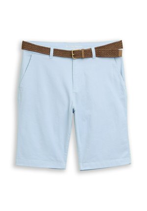 TOM TAILOR, TOM TAILOR HOSEN & CHINO REGULAR CHINO SHORTS MIT GÜRTEL - Shorts - light blue grey