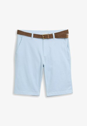 TOM TAILOR, TOM TAILOR HOSEN & CHINO REGULAR CHINO SHORTS MIT GÜRTEL - Shorts - light blue grey