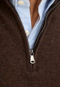 Oscar Jacobson JACQUES HALF ZIP - Trui - dusk brown