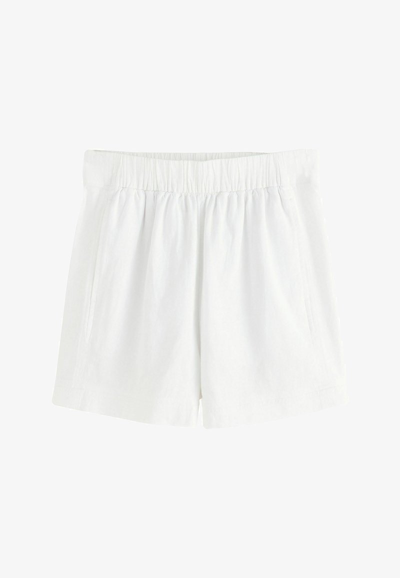 Shorts con vita elastica bianca, tasche laterali e vestibilità comoda, adatti per un look casual.