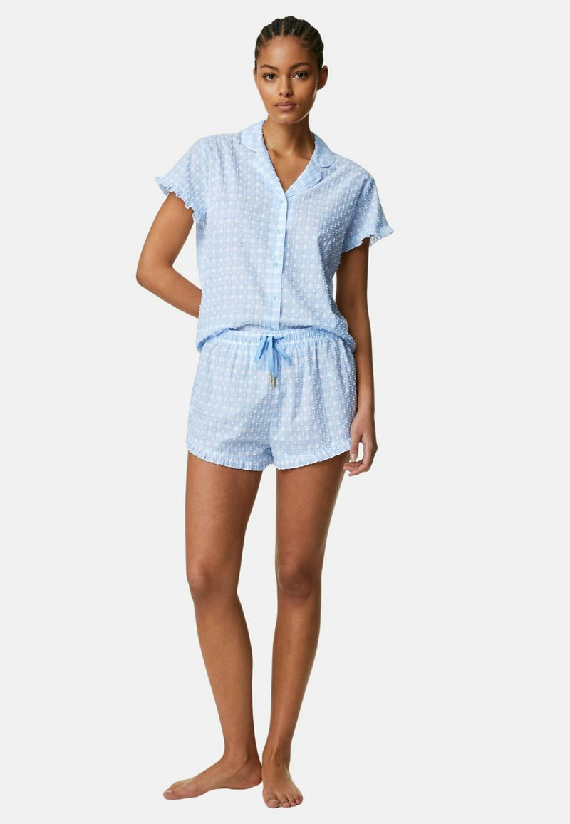 Marks & Spencer GINGHAM SET - Pyjama - dusty blue