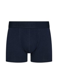 Navy blue boxer briefs with a smooth texture, featuring a comfortable waistband embossed with "Resteröds" and a fitted design.