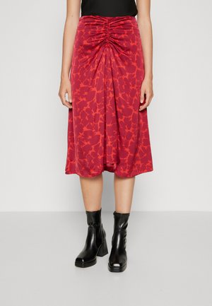 GAP RUCHED MIDI SKIRT - Jupe trapèze - red