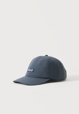Mørkegrå Patagonia baseballkasket med buet skygge og logoemblem foran, vist på en ensartet lys baggrund.