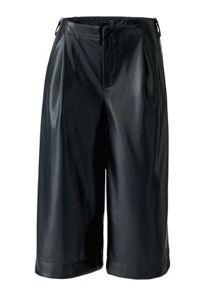 Oui, BUNDFALTENHOSE - Leather trousers - black