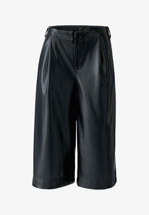 Oui, BUNDFALTENHOSE - Leather trousers - black