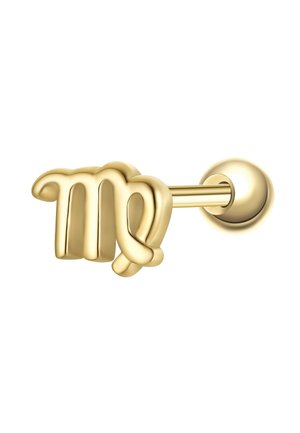 Gold stud earring featuring the Virgo zodiac symbol with a smooth, polished finish.
