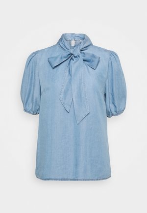 Cream Blouse - blue denim