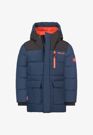 TROLLKIDS, KIDS TORSVAG PARKA - Winter coat - mystic blue/black/flame orange