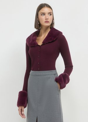 Calliope COLLETTO E POLSINI EFFETTO - Cardigan - viola