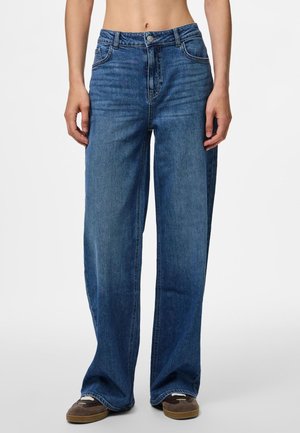 Pieces PCSILKE  - Wide leg - medium blue denim