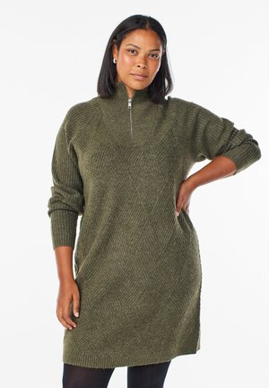 MIT HOHEM KRAGEN - Strickkleid - sea turtle melange