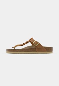 GIZEH BRAIDED REGULAR - Pantolette flach - cognac