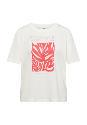 Cecil, T-SHIRT WITH ROUND NECK AND FRONT PRINT - T-Shirt print - vanilla white