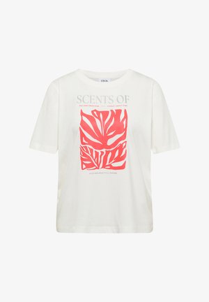 Cecil, T-SHIRT WITH ROUND NECK AND FRONT PRINT, mleczny