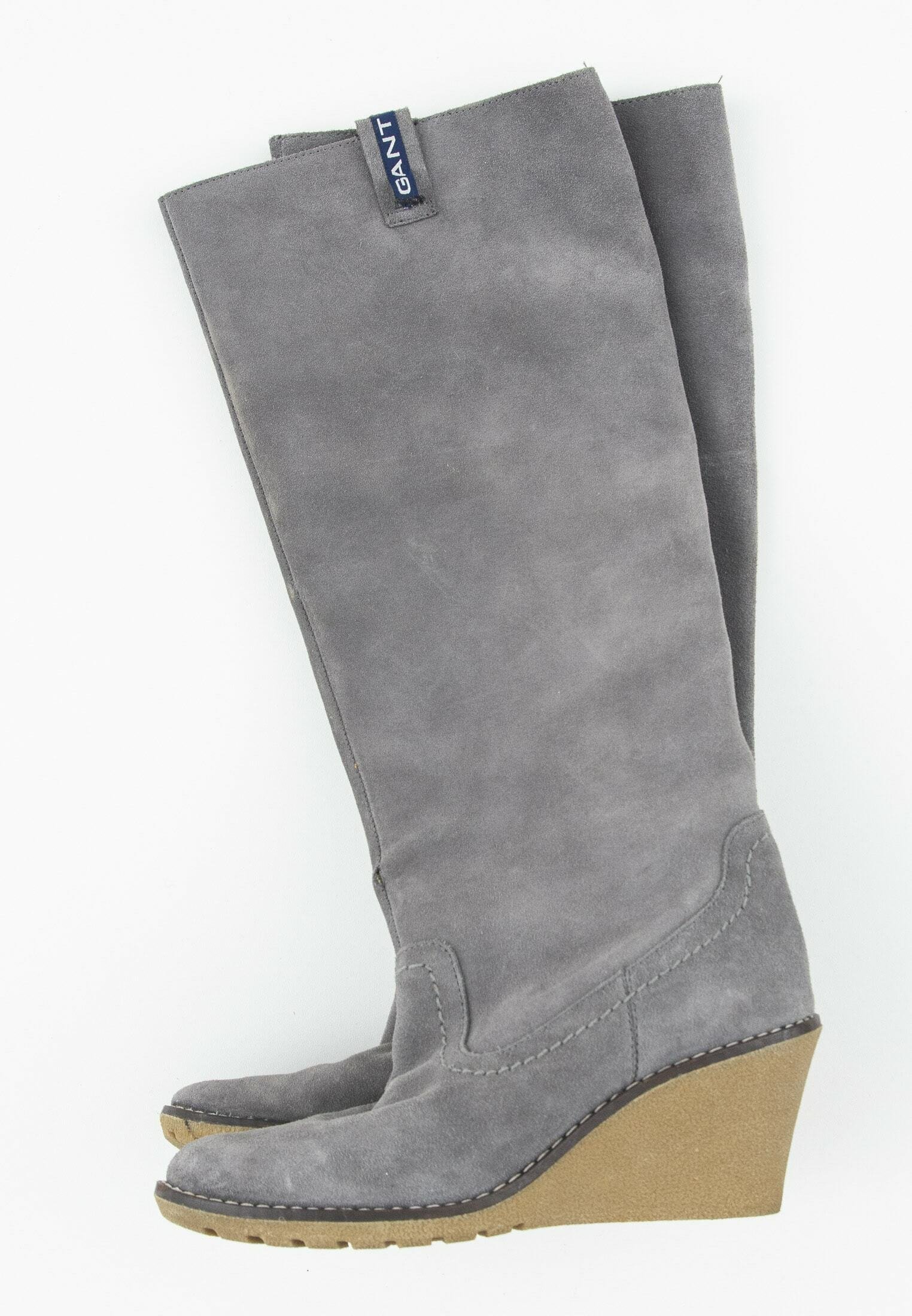 Grijze Suède-Look Wedge Sneakers met Sleehak - Uwantisell.nl